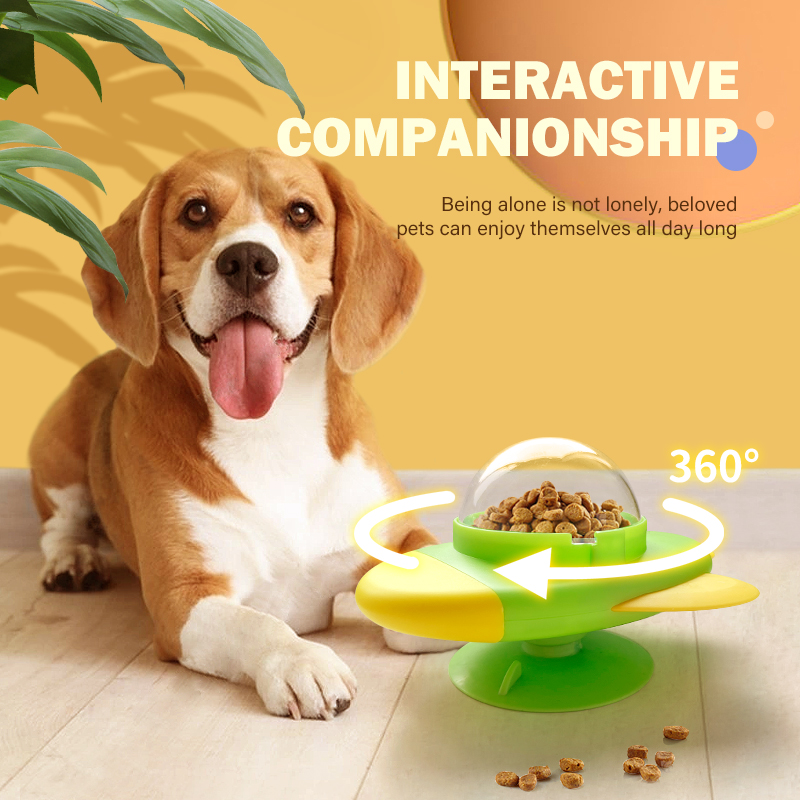 Dog Puzzle Feeder Toy - Raketvormig roterend katten- en hondenpuzzelspeelgoed, interactieve