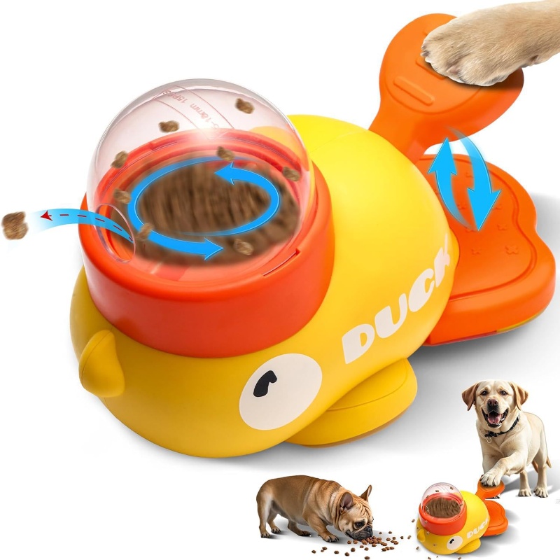 Dog Puzzle Feeder Toy - Gele eendvormige interactieve katten traktatie dispenser