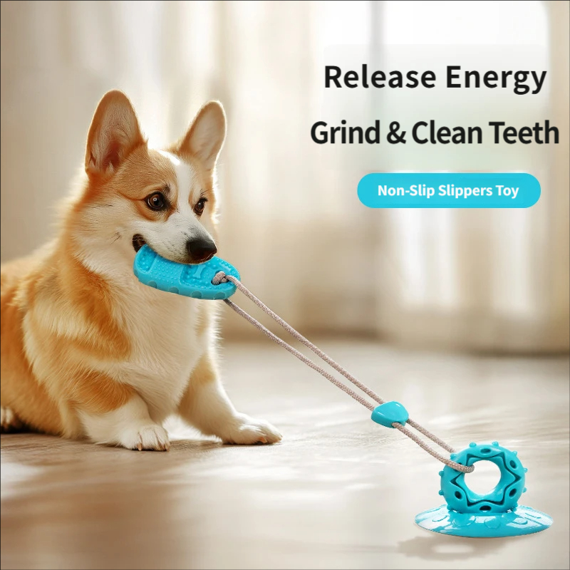 Suction Cup Dog Tug Toy - Hondenspeelgoed met zuignap, interactief trekkoord, kauwspeelgoed