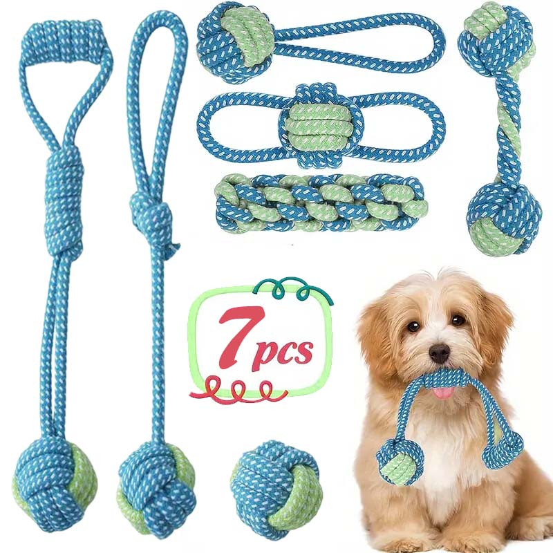 7 stuks interactief knoopspeel - Dog Rope Toy Aggressive Chewers recensie en prijs